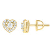 925 Sterling Silver Yellow-Tone Womens Round Heart 0.29ct, 0.23ct Moissanite Heart Stud Earrings