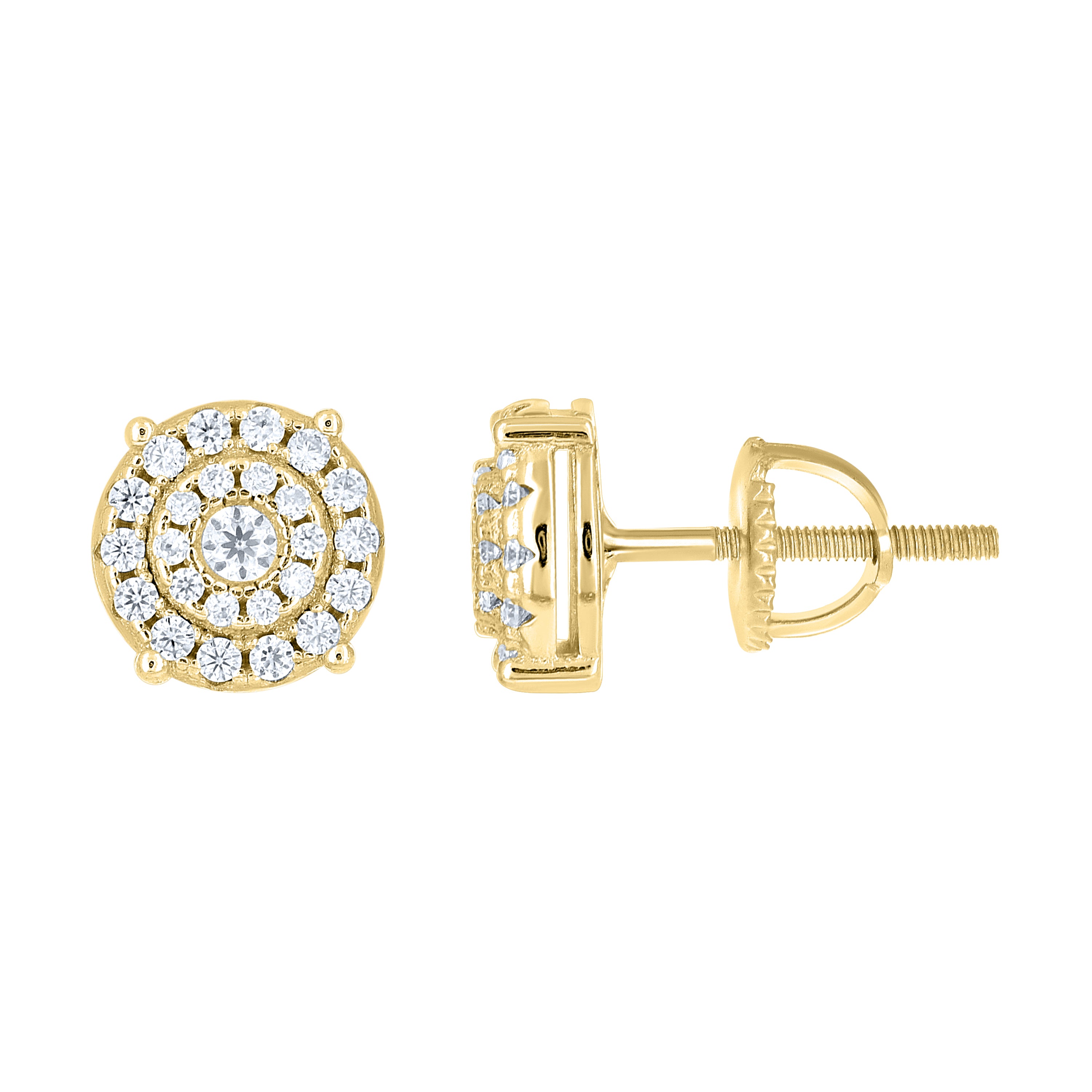 925 Sterling Silver Yellow-Tone Womens Round 0.49ct Moissanite Round Fashion Stud Earrings