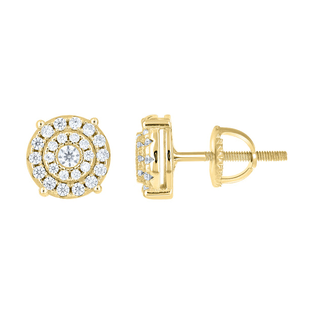 925 Sterling Silver Yellow-Tone Womens Round 0.49ct Moissanite Round Fashion Stud Earrings
