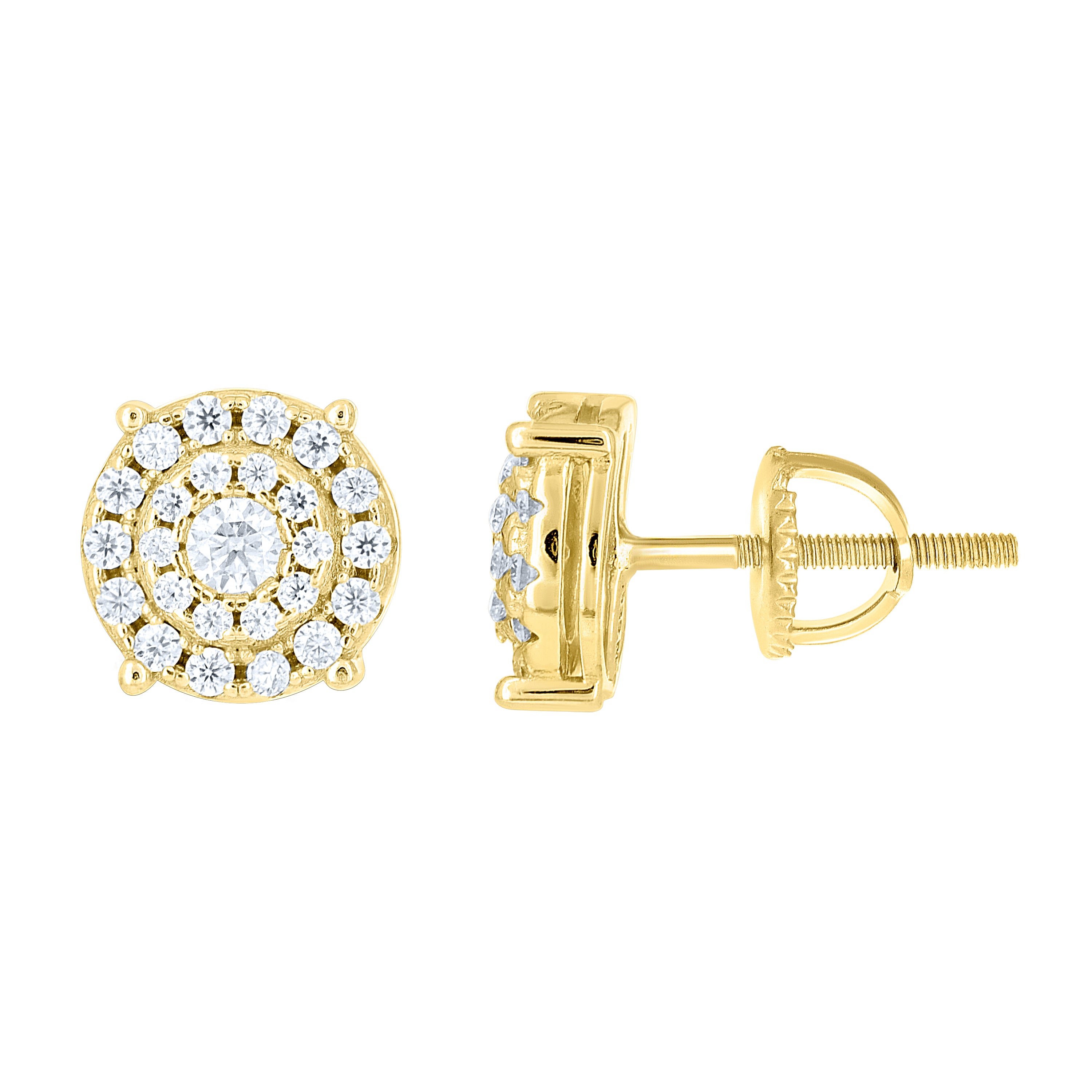 925 Sterling Silver Yellow-Tone Womens Round 0.60ct Moissanite Round Fashion Stud Earrings