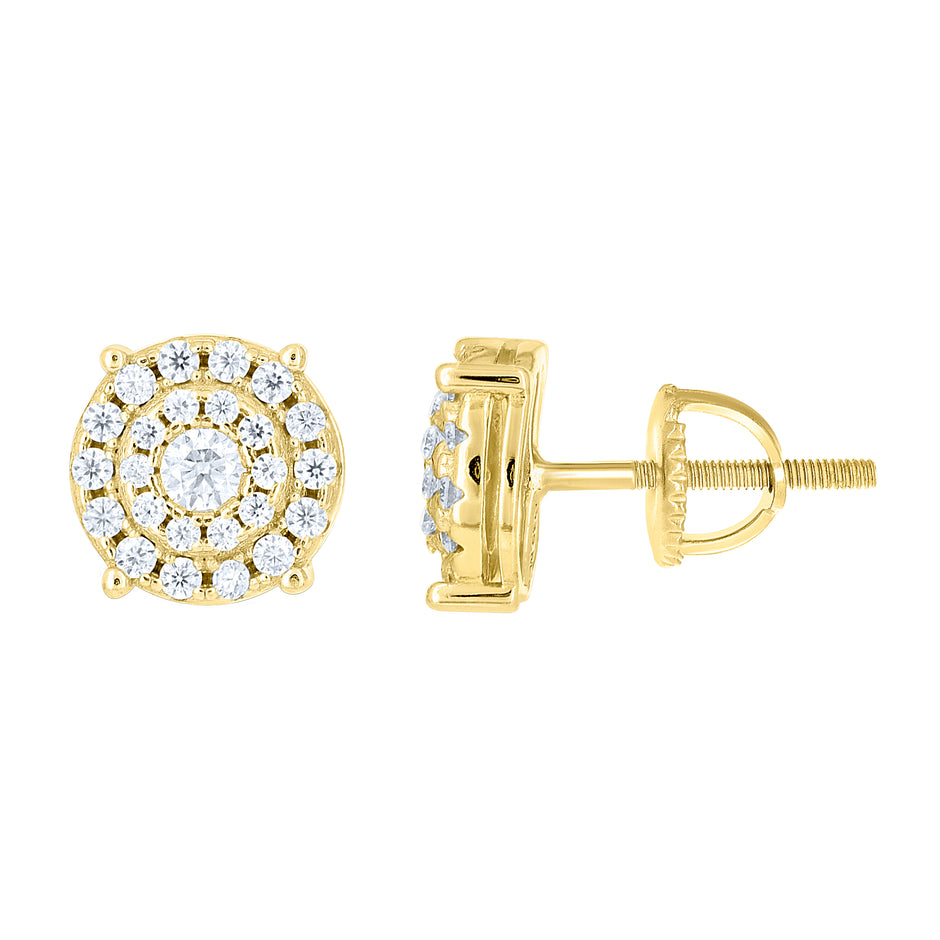 925 Sterling Silver Yellow-Tone Womens Round 0.60ct Moissanite Round Fashion Stud Earrings