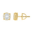 925 Sterling Silver Yellow-Tone Womens Round Baguette 0.16ct, 0.36ct Moissanite Round Fashion Stud Earrings