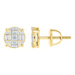 925 Sterling Silver Yellow-Tone Womens Round Baguette 0.12ct, 0.61ct Moissanite Round Fashion Stud Earrings