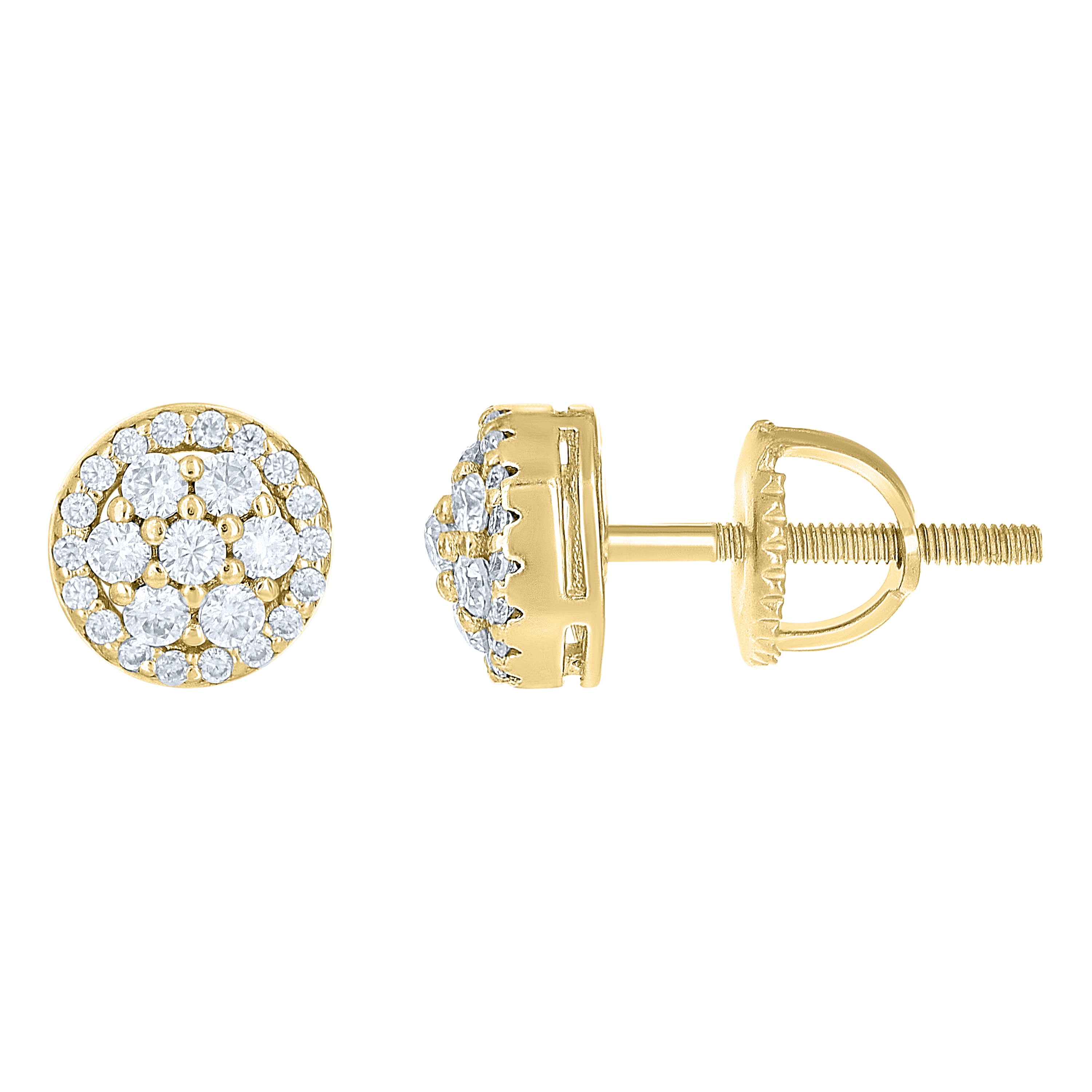925 Sterling Silver Yellow-Tone Womens Round 0.52ct Moissanite Round Fashion Stud Earrings