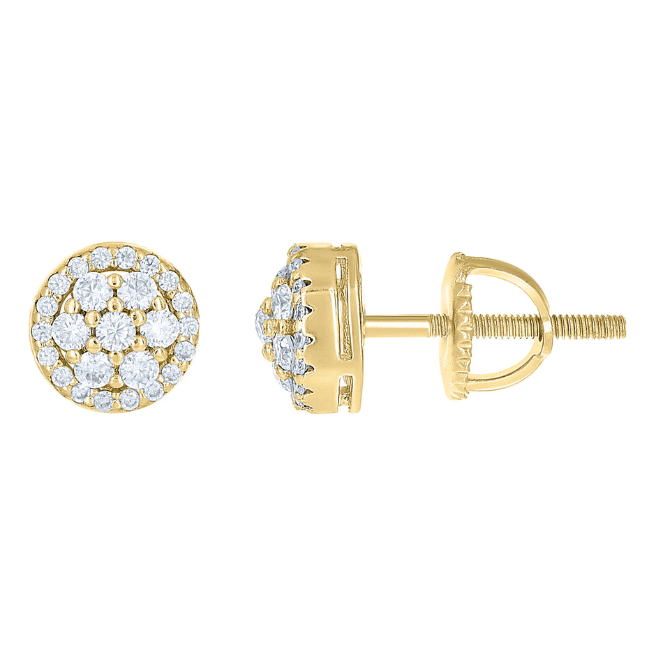 925 Sterling Silver Yellow-Tone Womens Round 0.52ct Moissanite Round Fashion Stud Earrings