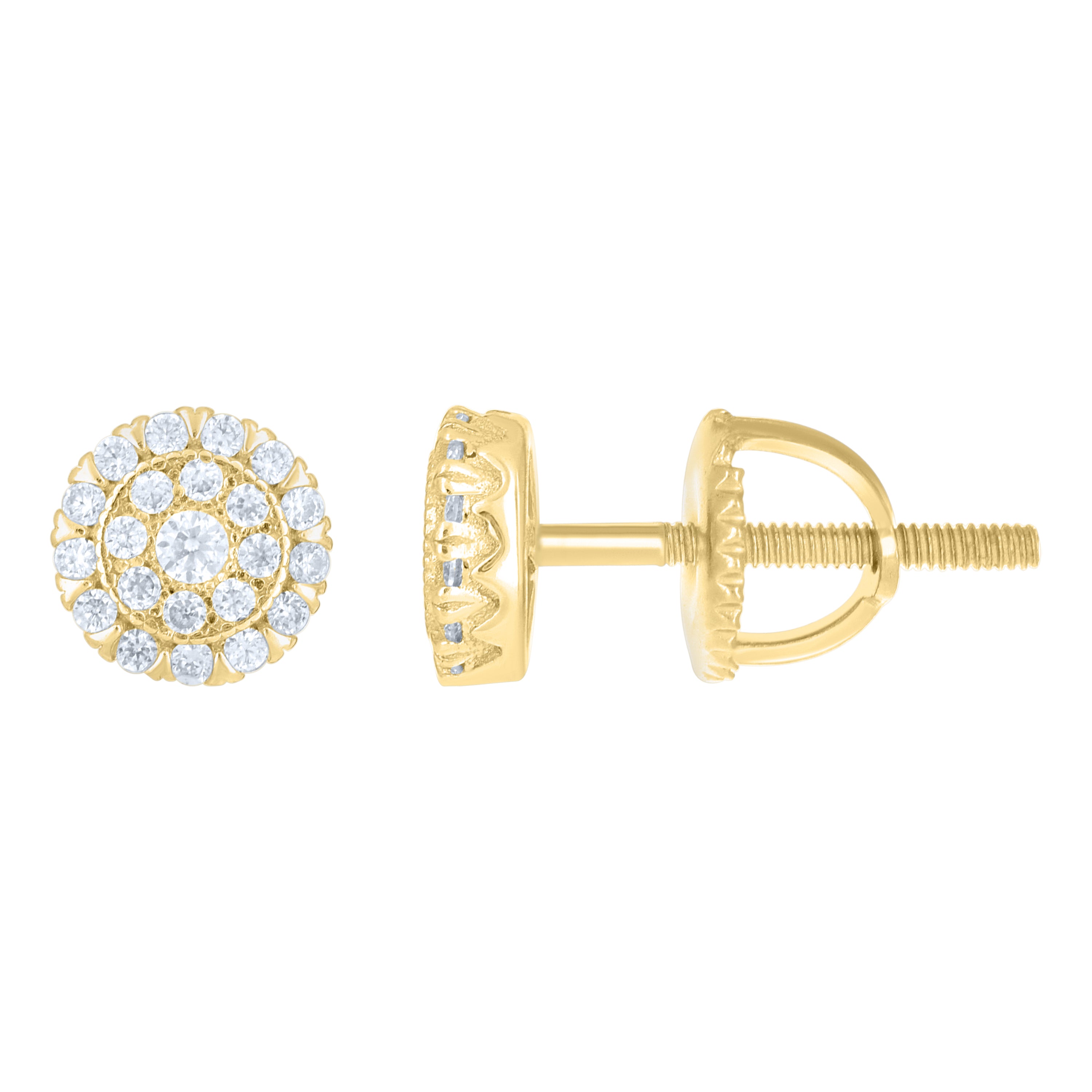 925 Sterling Silver Yellow-Tone Womens Round 0.27ct Moissanite Round Fashion Stud Earrings