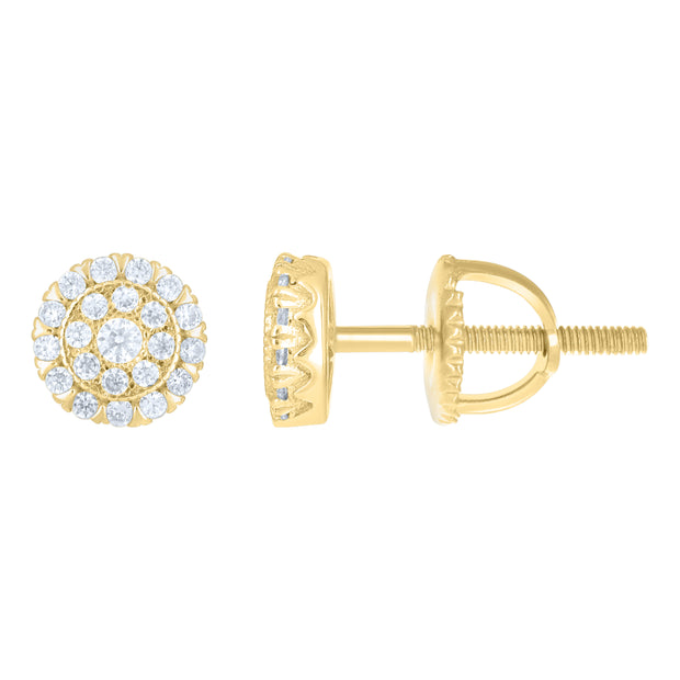 925 Sterling Silver Yellow-Tone Womens Round 0.27ct Moissanite Round Fashion Stud Earrings