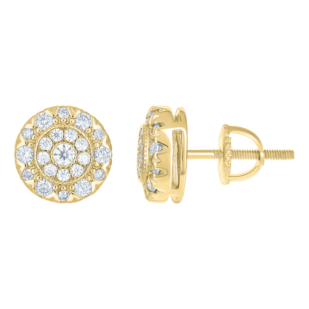 925 Sterling Silver Yellow-Tone Womens Round 0.73ct Moissanite Round Fashion Stud Earrings