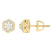 925 Sterling Silver Yellow-Tone Womens Round 0.44ct Moissanite Flower Fashion Stud Earrings