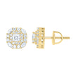 925 Sterling Silver Yellow-Tone Womens Round Marquise/Princess-cut 0.35ct, 0.93ct Moissanite Square Fashion Stud Earrings