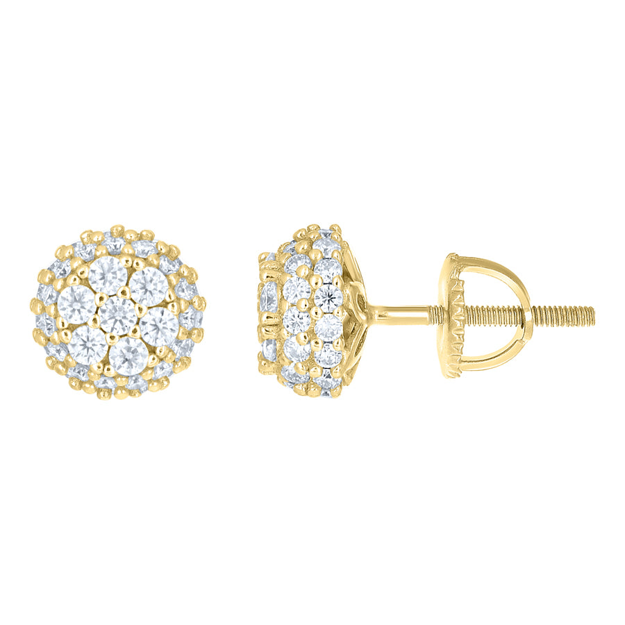 925 Sterling Silver Yellow-Tone Womens Round 1.30ct Moissanite Round Fashion Stud Earrings