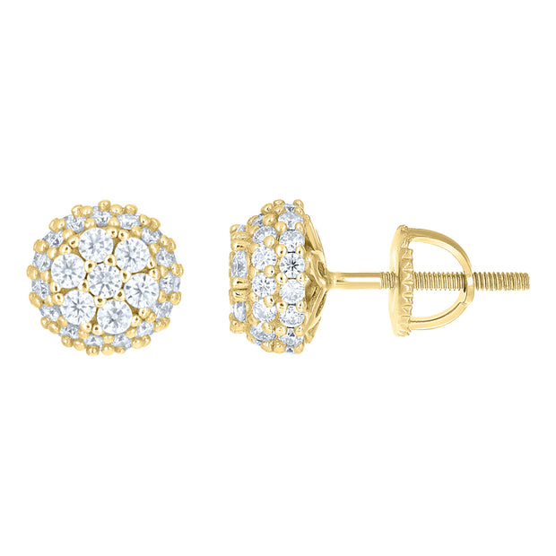 925 Sterling Silver Yellow-Tone Womens Round 1.30ct Moissanite Round Fashion Stud Earrings