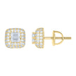 925 Sterling Silver Yellow-Tone Unisex Round Baguette 0.96ct, 0.56ct Moissanite Square Fashion Stud Earrings