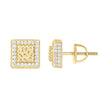925 Sterling Silver Yellow-Tone Womens Round 0.82ct Moissanite Square Fashion Stud Earrings
