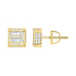 925 Sterling Silver Yellow-Tone Unisex Round Baguette 0.54ct, 0.30ct Moissanite Square Fashion Stud Earrings