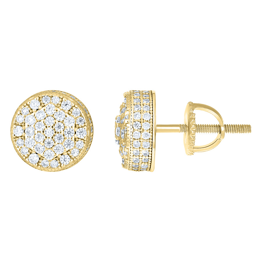 925 Sterling Silver Yellow-Tone Womens Round 1.15ct Moissanite Round Fashion Stud Earrings