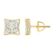 925 Sterling Silver Yellow-Tone Unisex Round Baguette 0.68ct, 0.44ct Moissanite Square Fashion Stud Earrings