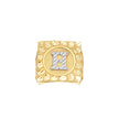 10kt Two-Tone Gold Unisex Initial Alphabet H Nugget Ring