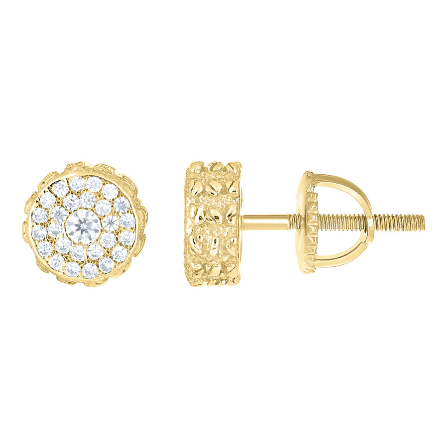 925 Sterling Silver Yellow-Tone Unisex Round 0.36ct Moissanite Nugget Round Fashion Stud Earrings