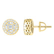 925 Sterling Silver Yellow-Tone Womens Round Princess-cut 0.59ct, 0.20ct Moissanite Round Fashion Stud Earrings