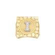 10kt Two-Tone Gold Unisex Initial Alphabet I Nugget Ring