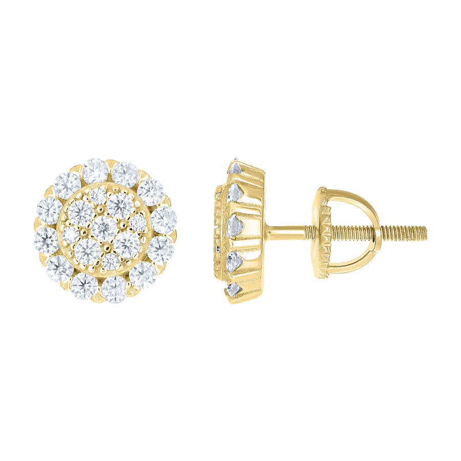 925 Sterling Silver Yellow-Tone Womens Round 1.26ct Moissanite Round Fashion Stud Earrings