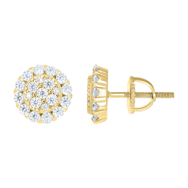 925 Sterling Silver Yellow-Tone Womens Round 1.26ct Moissanite Round Fashion Stud Earrings