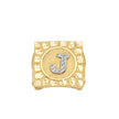 10kt Two-Tone Gold Unisex Initial Alphabet J Nugget Ring