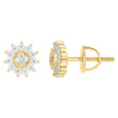 925 Sterling Silver Yellow-Tone Womens Round Baguette 0.36ct, 0.05ct Moissanite Sunburst Fashion Stud Earrings