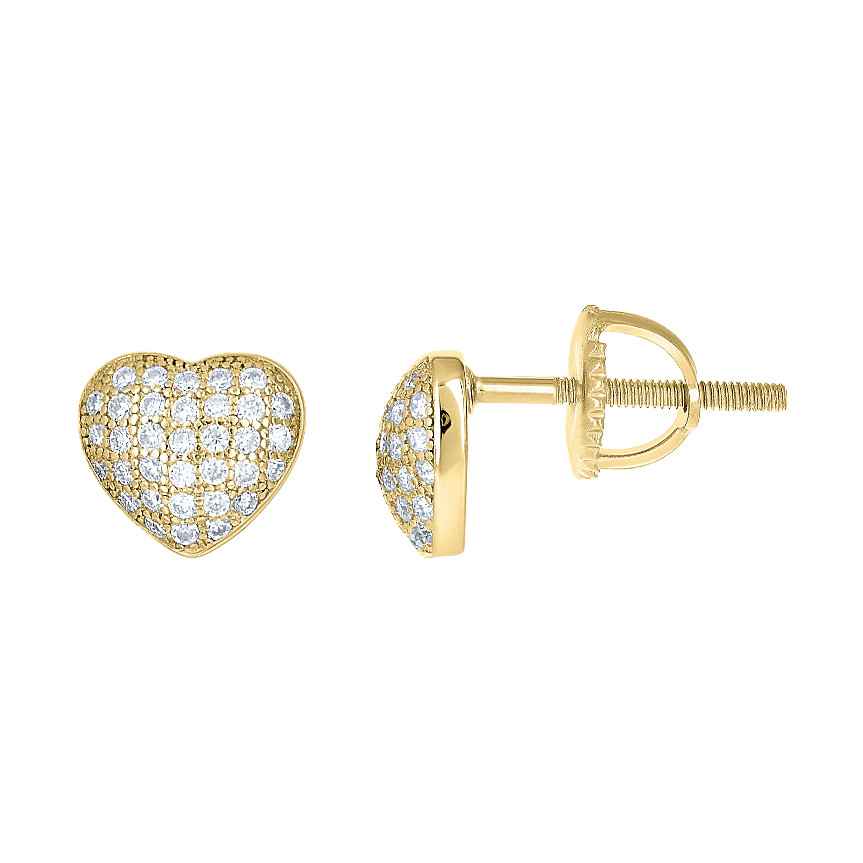925 Sterling Silver Yellow-Tone Womens Round 0.42ct Moissanite Heart Stud Earrings