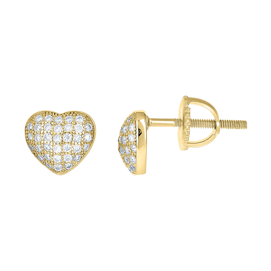 925 Sterling Silver Yellow-Tone Womens Round 0.42ct Moissanite Heart Stud Earrings