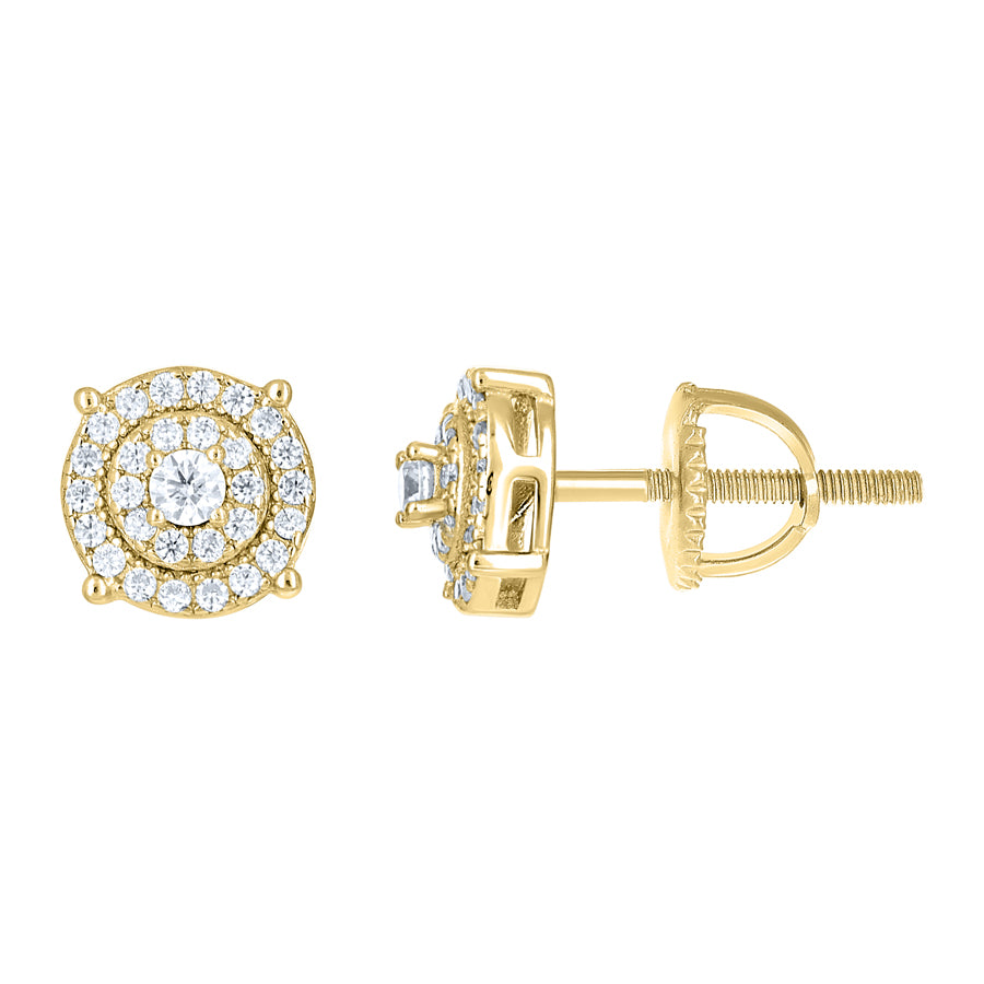 925 Sterling Silver Yellow-Tone Unisex Round 0.40ct Moissanite Round Fashion Stud Earrings