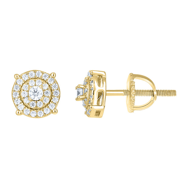 925 Sterling Silver Yellow-Tone Unisex Round 0.40ct Moissanite Round Fashion Stud Earrings