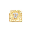 10kt Two-Tone Gold Unisex Initial Alphabet V Nugget Ring