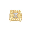 10kt Two-Tone Gold Unisex Initial Alphabet X Nugget Ring