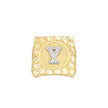 10kt Two-Tone Gold Unisex Initial Alphabet Y Nugget Ring