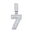 925 Sterling Silver Round Baguette 0.33ct, 0.64ct Moissanite Initial Number 7 Charm Pendant
