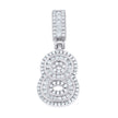 925 Sterling Silver Round Baguette 0.40ct, 0.63ct Moissanite Initial Number 8 Charm Pendant