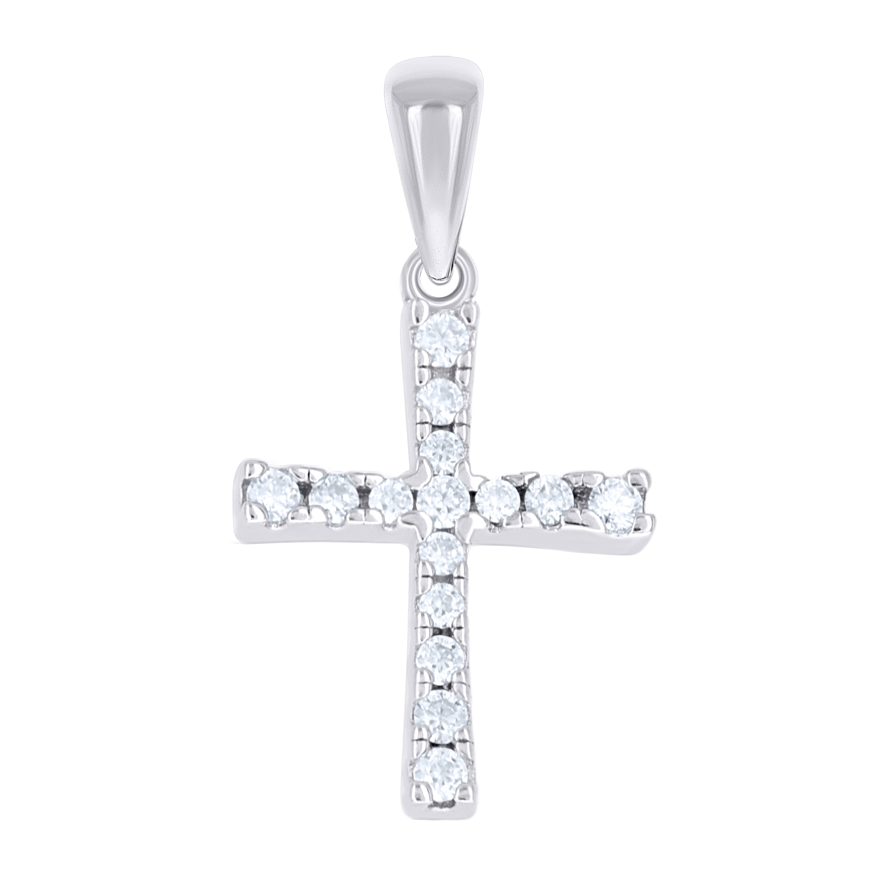 925 Sterling Silver Womens 0.10ct Moissanite Cross Religious Pendant