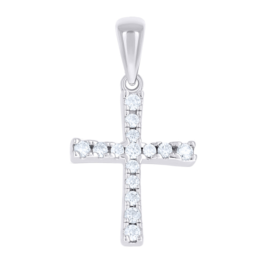 925 Sterling Silver Womens 0.10ct Moissanite Cross Religious Pendant