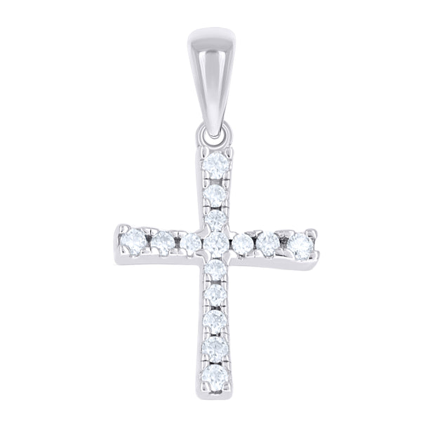 925 Sterling Silver Womens 0.10ct Moissanite Cross Religious Pendant