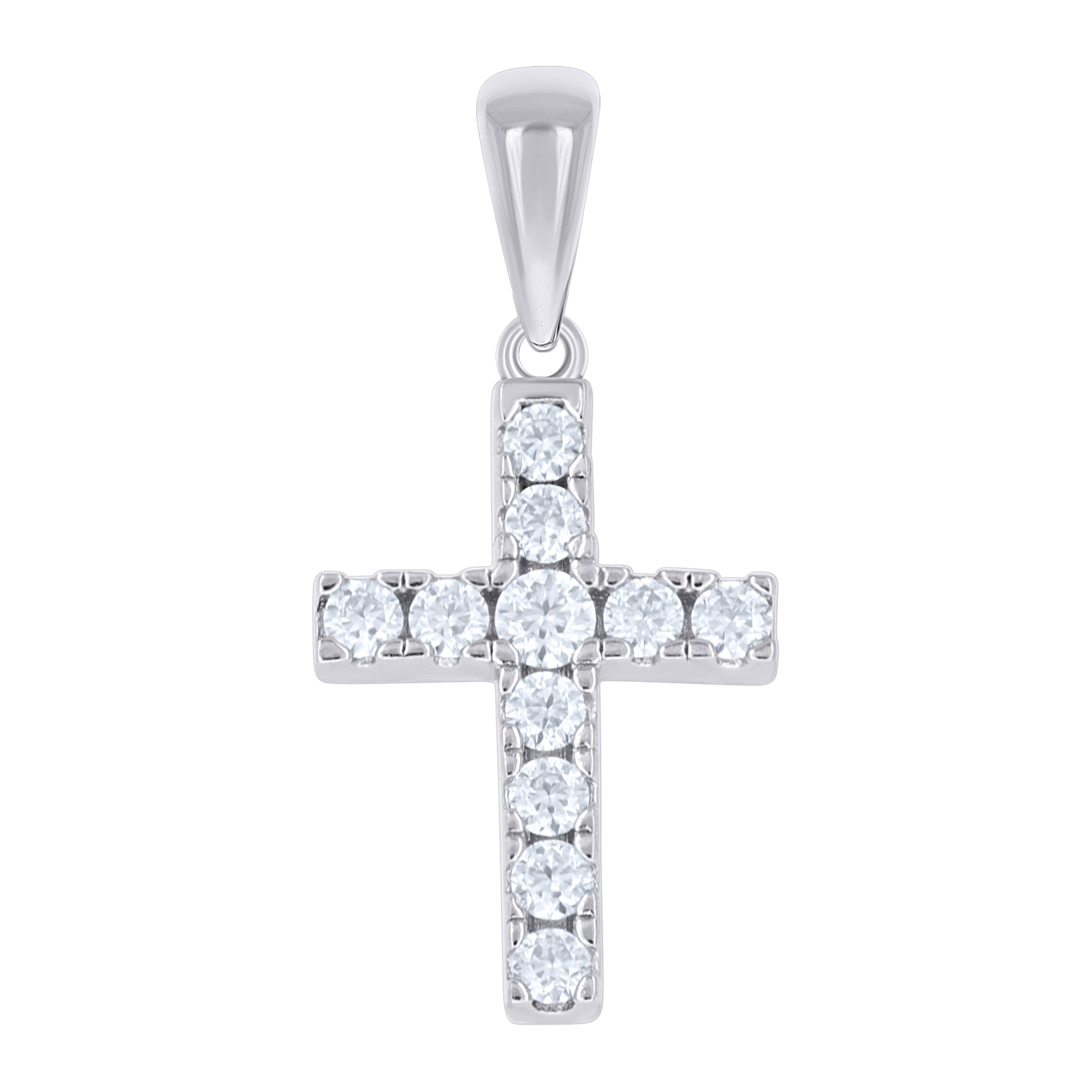 925 Sterling Silver Womens 0.22ct Moissanite Cross Religious Pendant