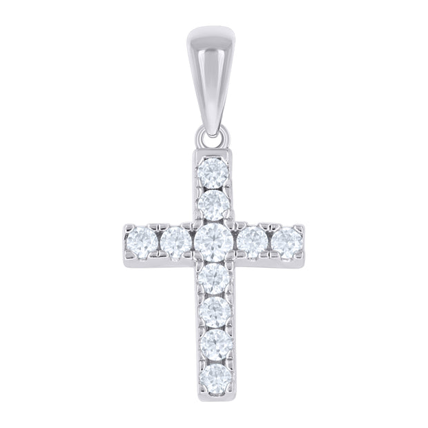 925 Sterling Silver Womens 0.22ct Moissanite Cross Religious Pendant
