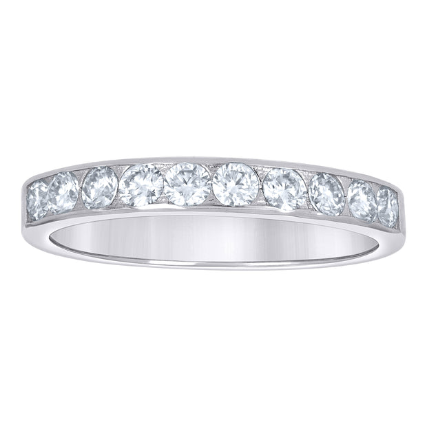 925 Sterling Silver Womens Round 1.01ct Moissanite Eternity Band Ring Size 12 - SLV-145156