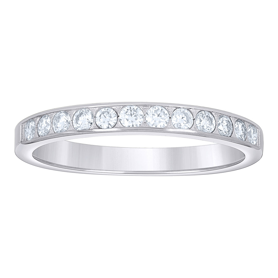 925 Sterling Silver Womens Round 0.52ct Moissanite Eternity Band Ring Size 9 - SLV-145161