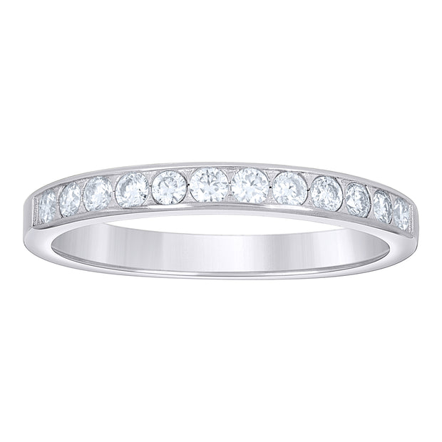 925 Sterling Silver Womens Round 0.52ct Moissanite Eternity Band Ring Size 7 - SLV-145159