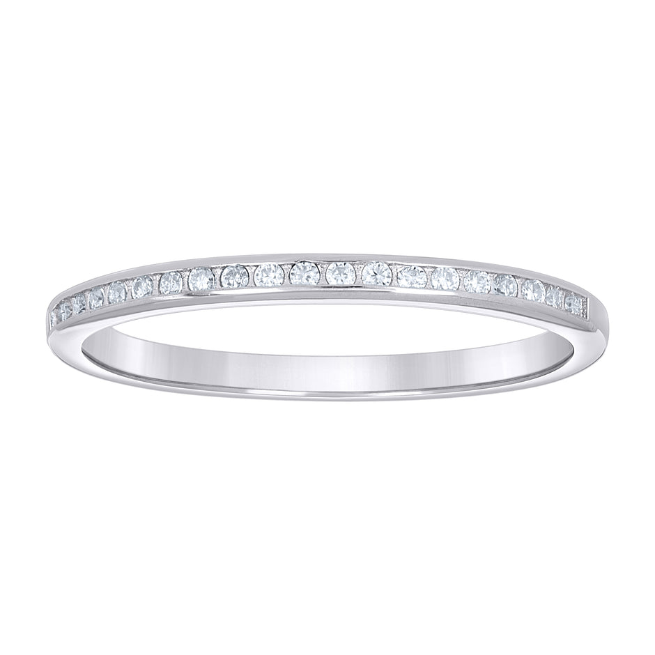925 Sterling Silver Womens Round 0.12ct Moissanite Eternity Band Ring Size 8 - SLV-145165