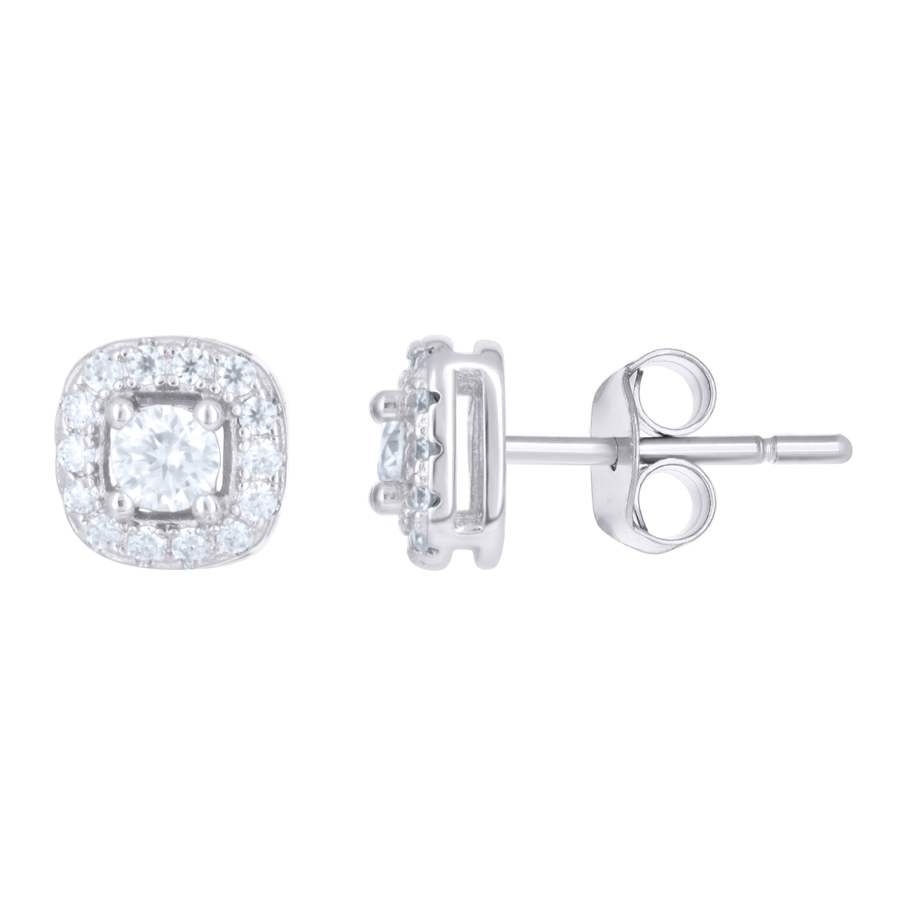 925 Sterling Silver Unisex 0.38ct Moissanite Square Stud Earrings