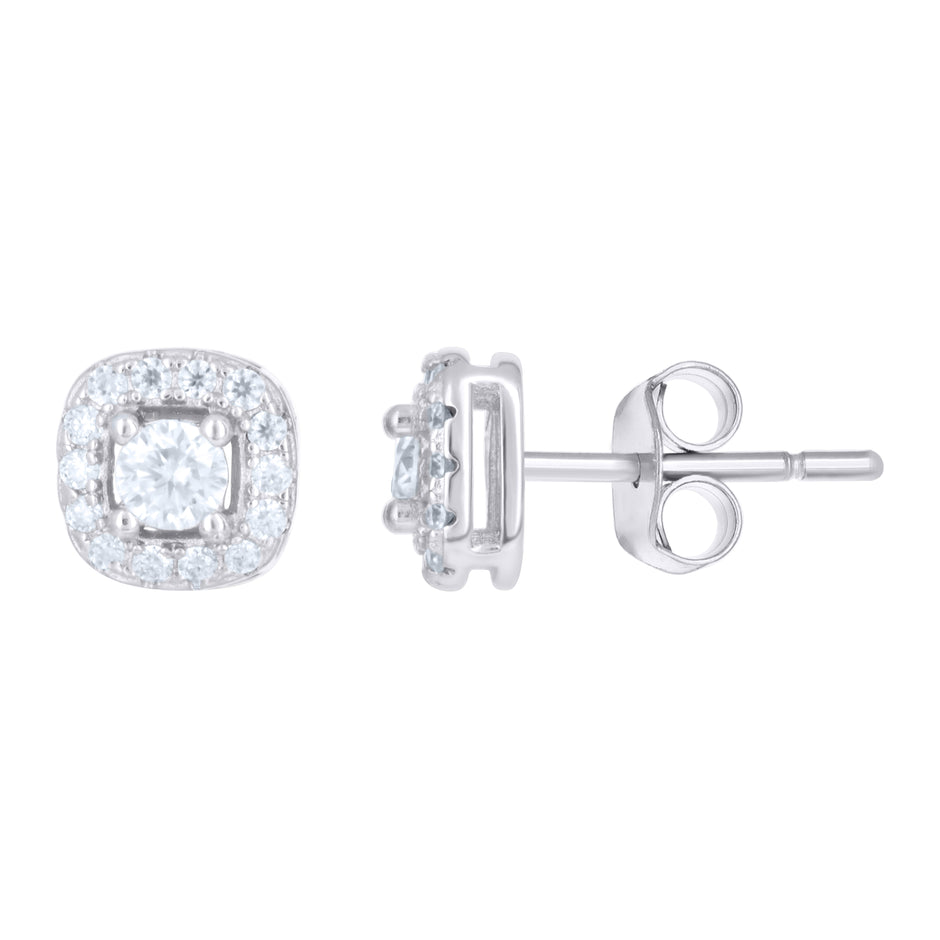 925 Sterling Silver Unisex 0.38ct Moissanite Square Stud Earrings