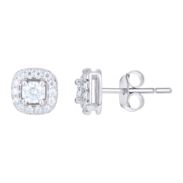 925 Sterling Silver Unisex 0.38ct Moissanite Square Stud Earrings